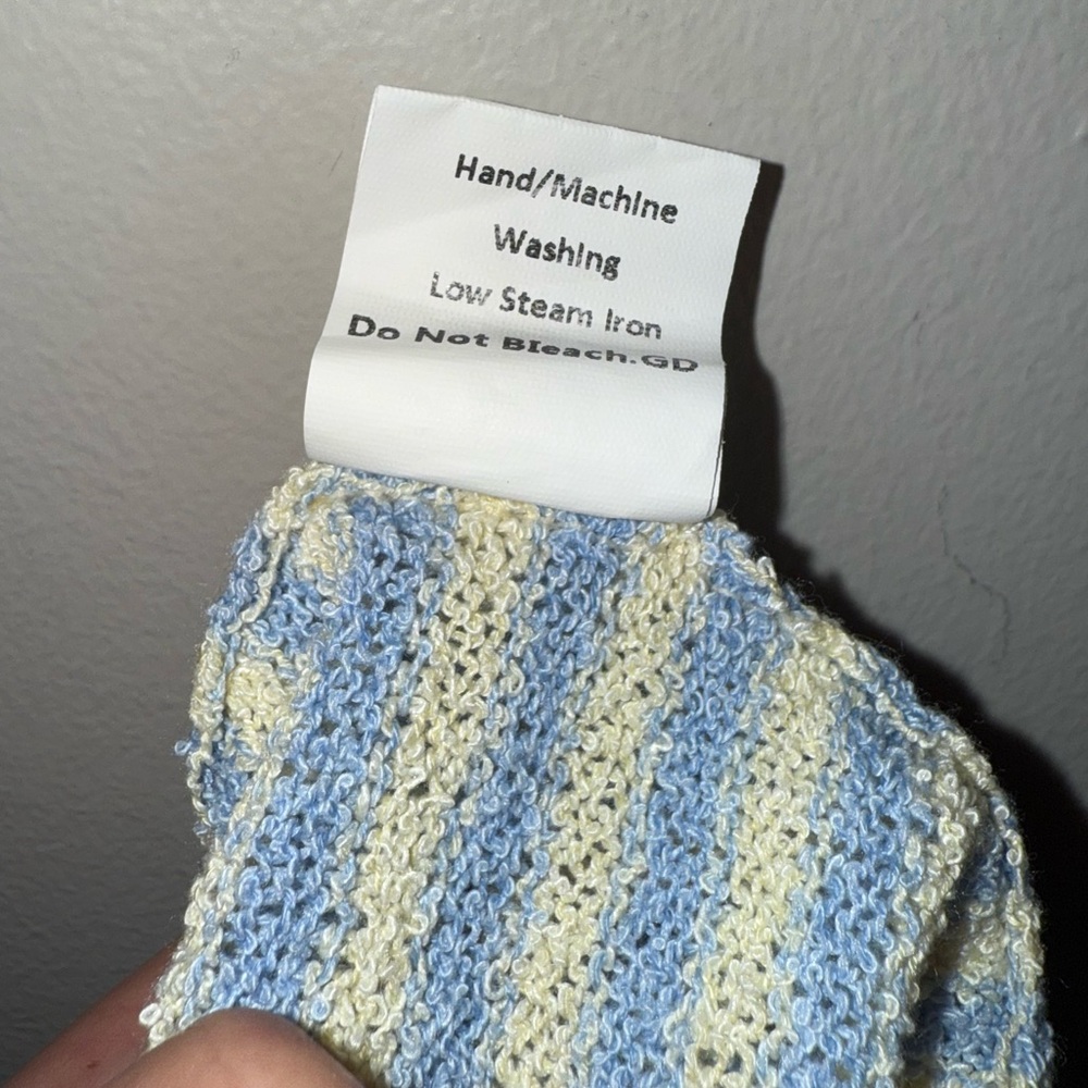 Blue and Yellow Terrycloth Knit Sleeveless Tank Top with Adjustable Ties NWOT - Picture 5 of 5